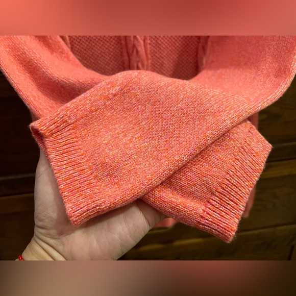 Talbots Cable Knit Sweater with Back Zip Cotton Blend Coral Sz Large - Picture 7 of 9